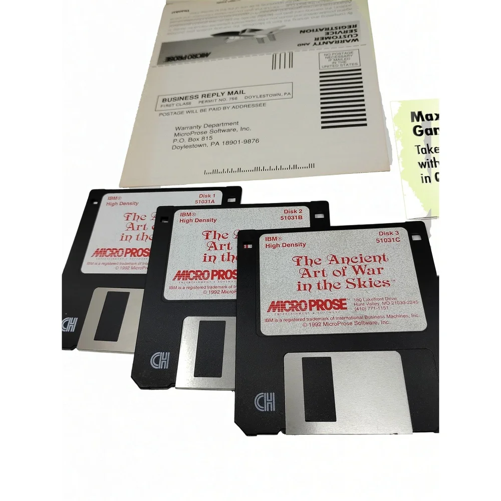 Vintage 1992 MicroProse The Ancient Art of War in the Skies WWI Aerial Sim Box